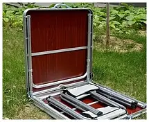 Стіл для пікніка розкладний із 4 стільцями Folding Table 120х60х55 60 70 см 3 режими висоти YU227, фото 5
