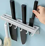 Багатофункціональний тримач для ножів із гачками, настінний органайзер для ножів, кухонний органайзер iC227, фото 2