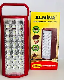 Ліхтар переносний світлодіодний з повербанком Almina DL-2424 24 LED, 30000 mAh, вбудований акумулятор SV227
