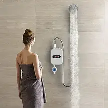 Термостатичний водонагрівач RX-021 з душем і LCD екраном 3500 W з функцією швидкого нагрівання 17×13×7 см YU227, фото 6