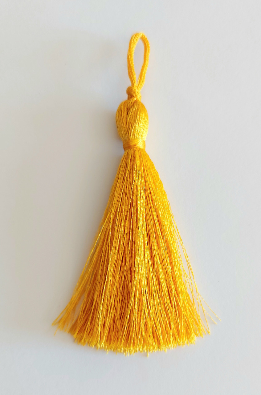 Кисточка ( Кисть ) декоративная текстильная Китиця декоративна мала 7 см жовтий темний 1 шт.