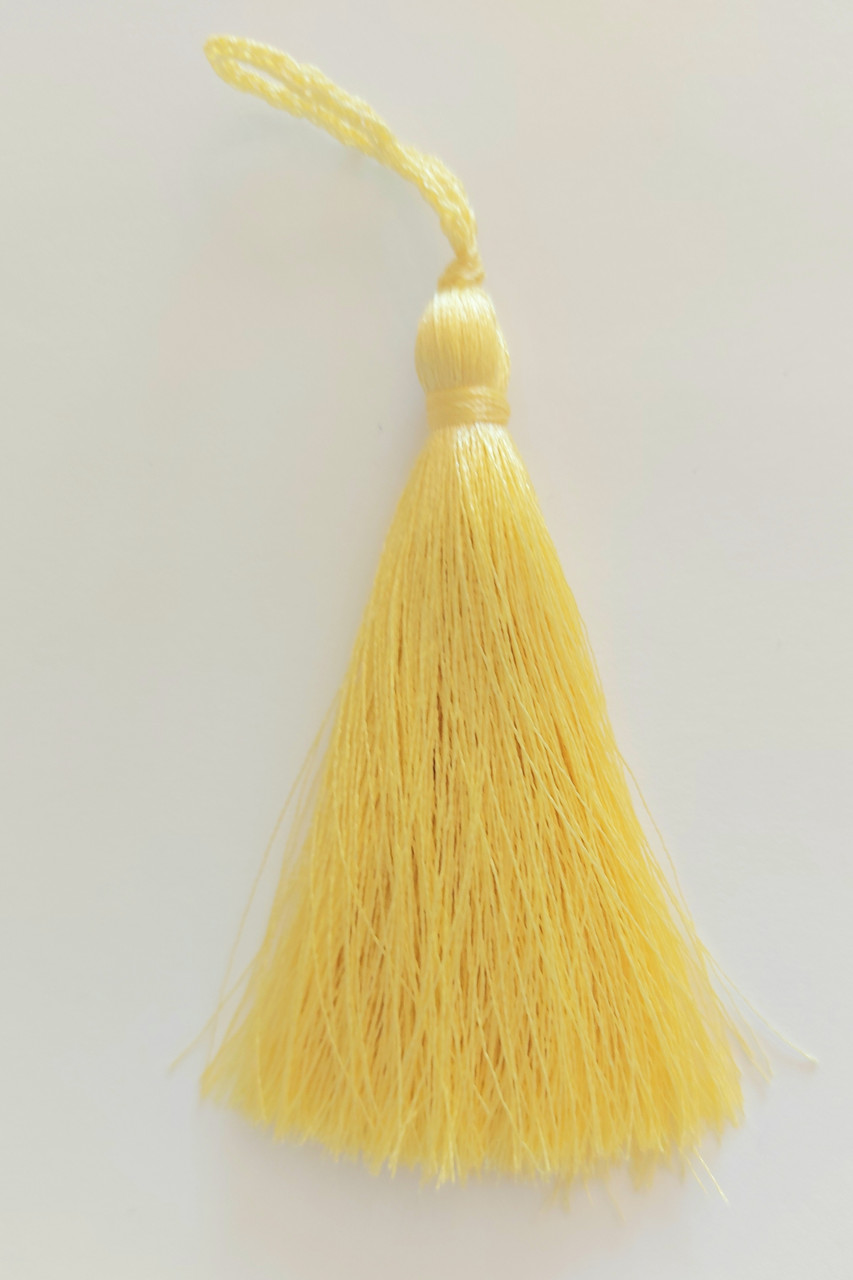 Кисточка ( Кисть ) декоративная текстильная Китиця декоративна мала 7 см жовтий пастель 1 шт.