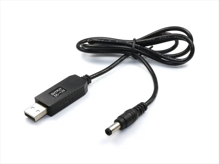 Кабель перетворювач напруги з 5В на 12В 0,5А DC-DC USB тригер кабель перехідник для роутера Чорний