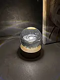 Декоративна нічник 3D кришталева куля "Галактика", декоративна нічна лампа 3D. SV227, фото 4