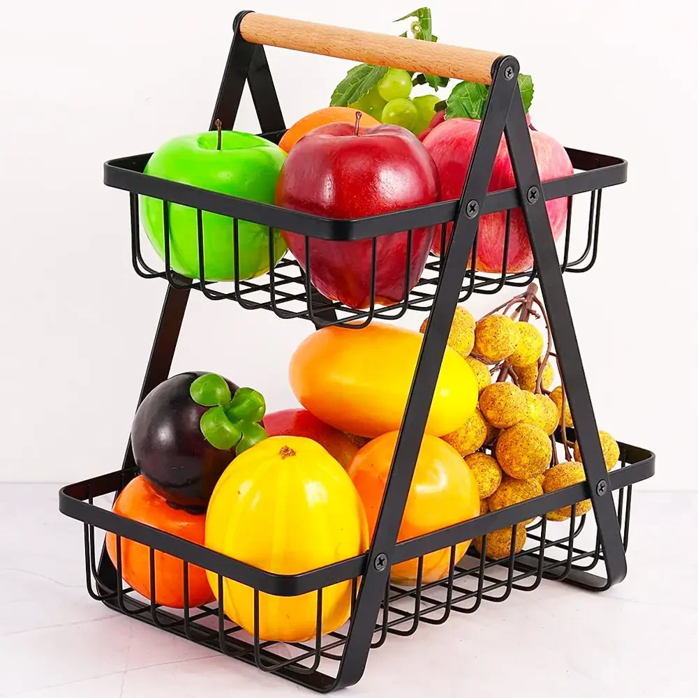 Кошик для фруктів 2 яруси, 32х30х18смКoVegetableКорзина д and fruit storage rack / Фруктовниця металева SV227