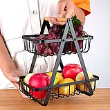 Кошик для фруктів 2 яруси, 32х30х18смКoVegetableКорзина д and fruit storage rack / Фруктовниця металева SV227, фото 3