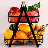 Кошик для фруктів 2 яруси, 32х30х18смКoVegetableКорзина д and fruit storage rack / Фруктовниця металева SV227, фото 5
