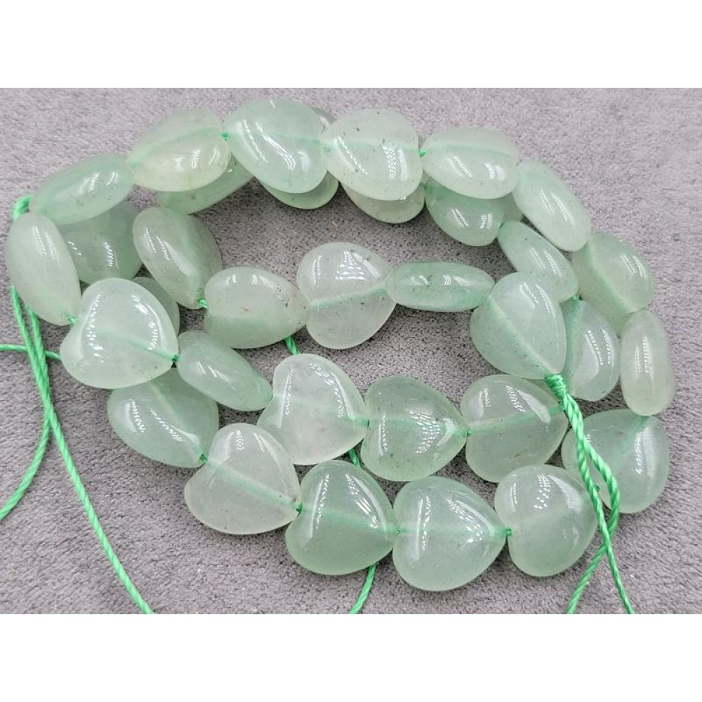 БУСИНИ АВАНІН ЗЕЛЕНИЙ серця 12 мм 15 шт.