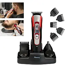 Машинка для стриження волосся 10в1 "Geemy GM-592" Чорний/червоний, чоловічий тример для обличчя бороди/носа (ST) YU227