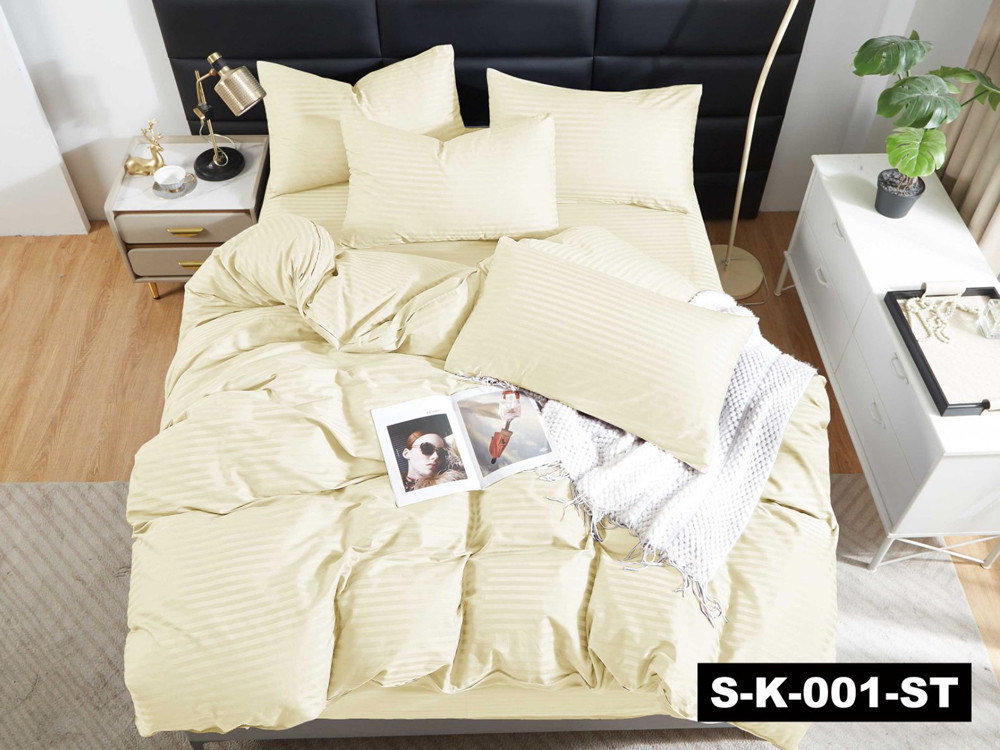 Однотонний Страйп-сатин смужка жовтого кольору 220 см у рулоні (50 м) натуральна 100% бавовняна тканина для постільної білизни