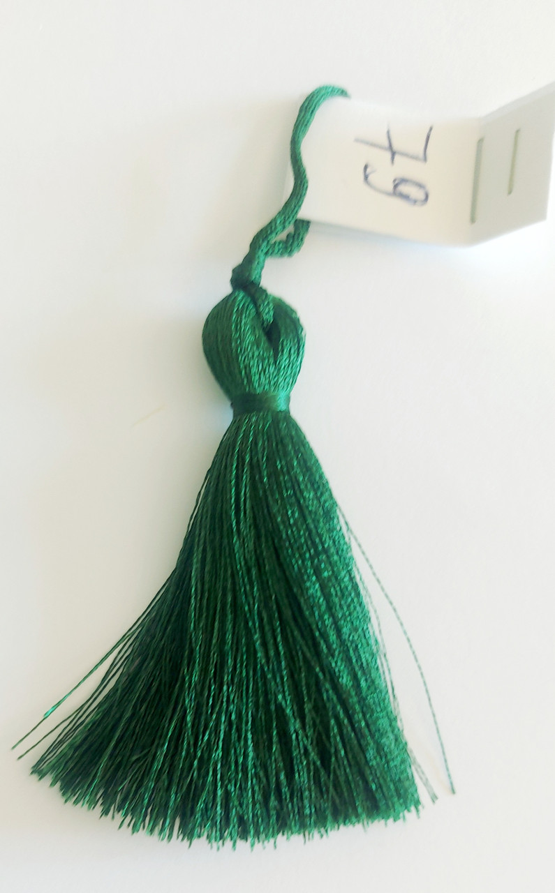 Пензлик Кисть декоративний текстильний Кітиця декоративний шовковий, малий 7 см, темно-зелений,1 шт.