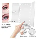 Косметичне потрійне LED дзеркало з підсвіткою Magnifying Mirror SV227, фото 6