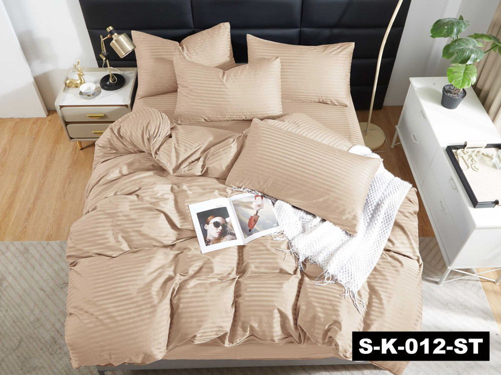 Однотонний бежевий страйп-сатин смужка 220 см у рулоні (50 м) щільна натуральна 100% бавовняна тканина для постільної білизни