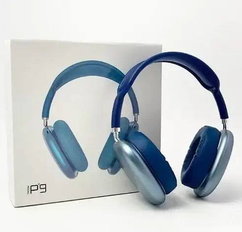 Бездротові повнорозмірні стерео Bluetooth навушники Macaron P9 Max Блакитні YU227, фото 1