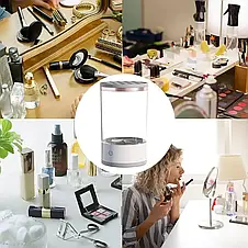 Електричний очисник пензлів для макіяжу Cleaning Brush 2 в 1 підставка для чищення та сушіння косметичних YU227, фото 4