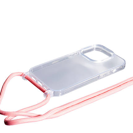 Силикон Transparent Case with Rope Apple iPhone 14 Pro Max, Pink, фото 1