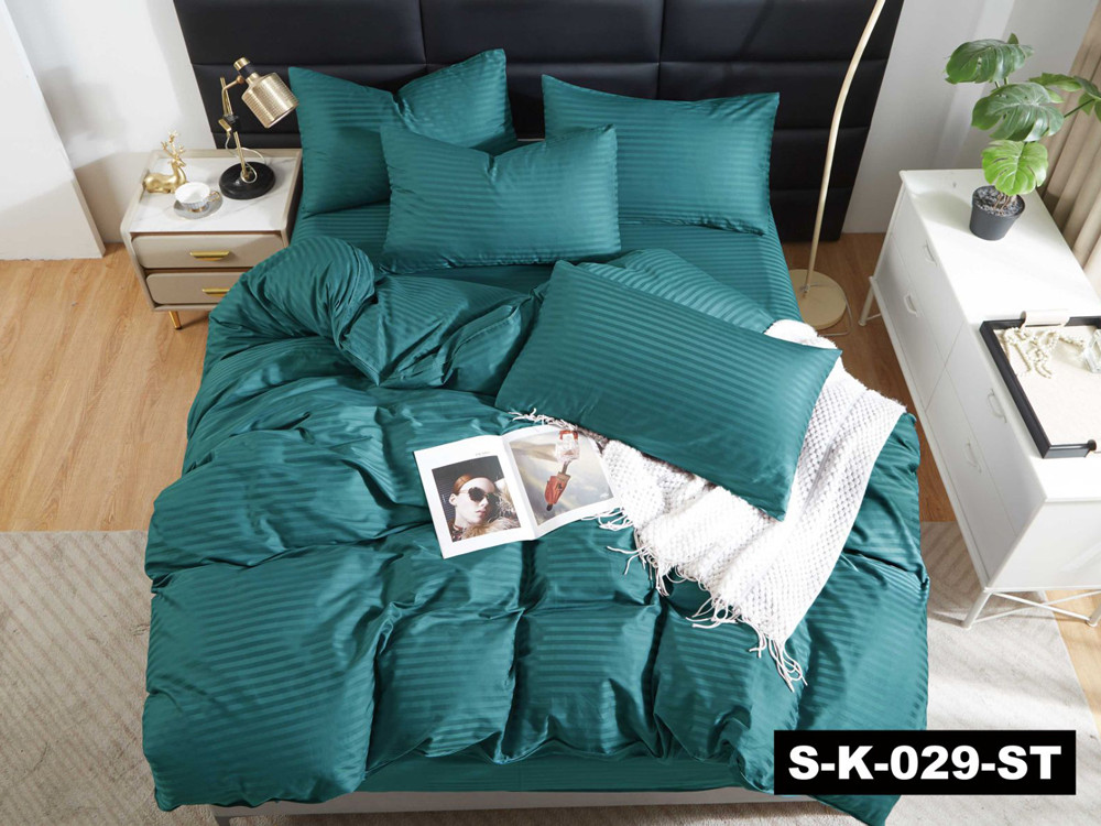 Однотонний Страйп-сатин смужка бірюзовий 220 см у рулоні (50 м) щільна натуральна 100% бавовняна тканина для постільної білизни