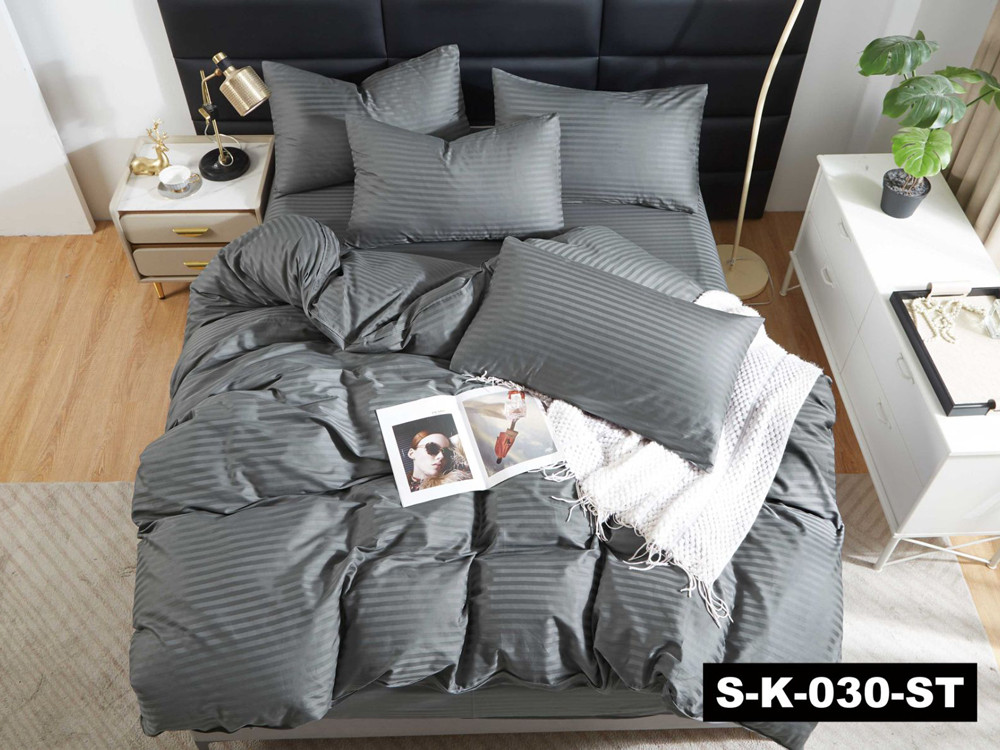 Однотонний Страйп-сатин смужка сірий графіт 220 см у рулоні (50 м) щільна натуральна 100% бавовняна тканина для постільної білизни