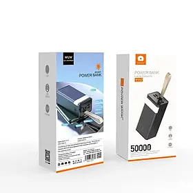 Повербанк WUW Y117 50000 мА·год з ліхтарем Чорний SV227