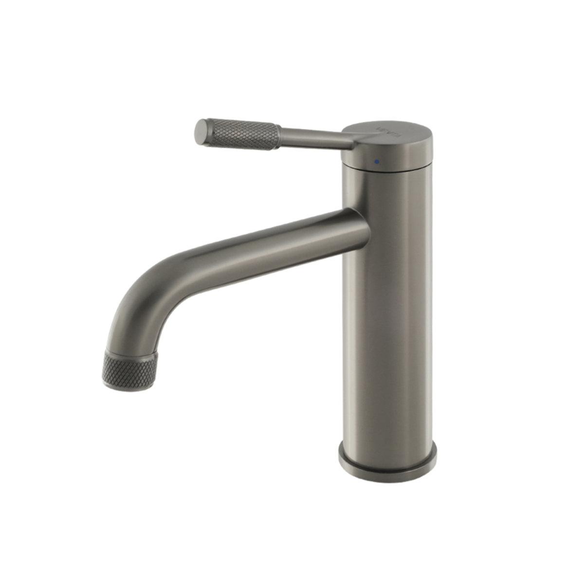 Змішувач для умивальника VENTA 90713 круглий матовий графіт збройовий сталь, фото 1