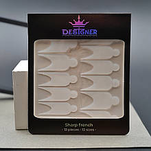 Силіконові трафарети (молди) для френча та дизайну нігтів на верхніх формах Дизайнер, 12 шт./уп мікс розмірів Sharp french - K