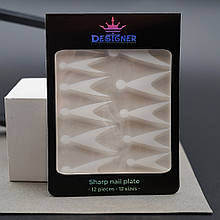 Силіконові трафарети (молди) для френча та дизайну нігтів на верхніх формах Дизайнер, 12 шт./уп мікс розмірів Sharp nail plate - L