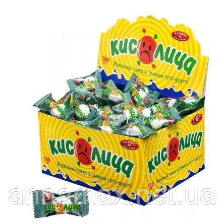 Жувальна гумка Кислиця (зі смаком кавуна) 100 шт/упаковка для дорослих і дітей., фото 1