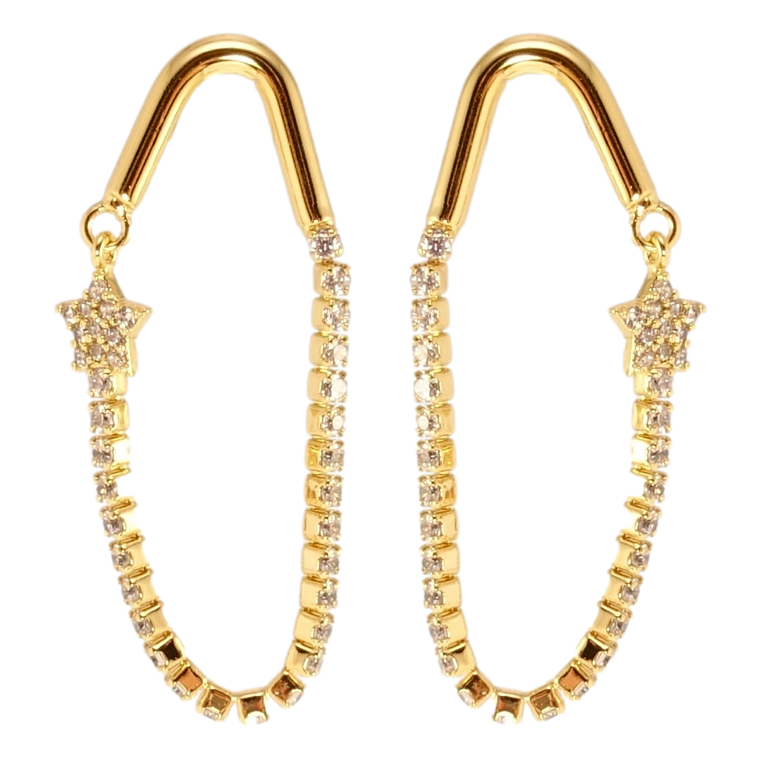 Сережки Xuping QQMM Позолота 14K пусети "Авангардні підвіски з кристалами"