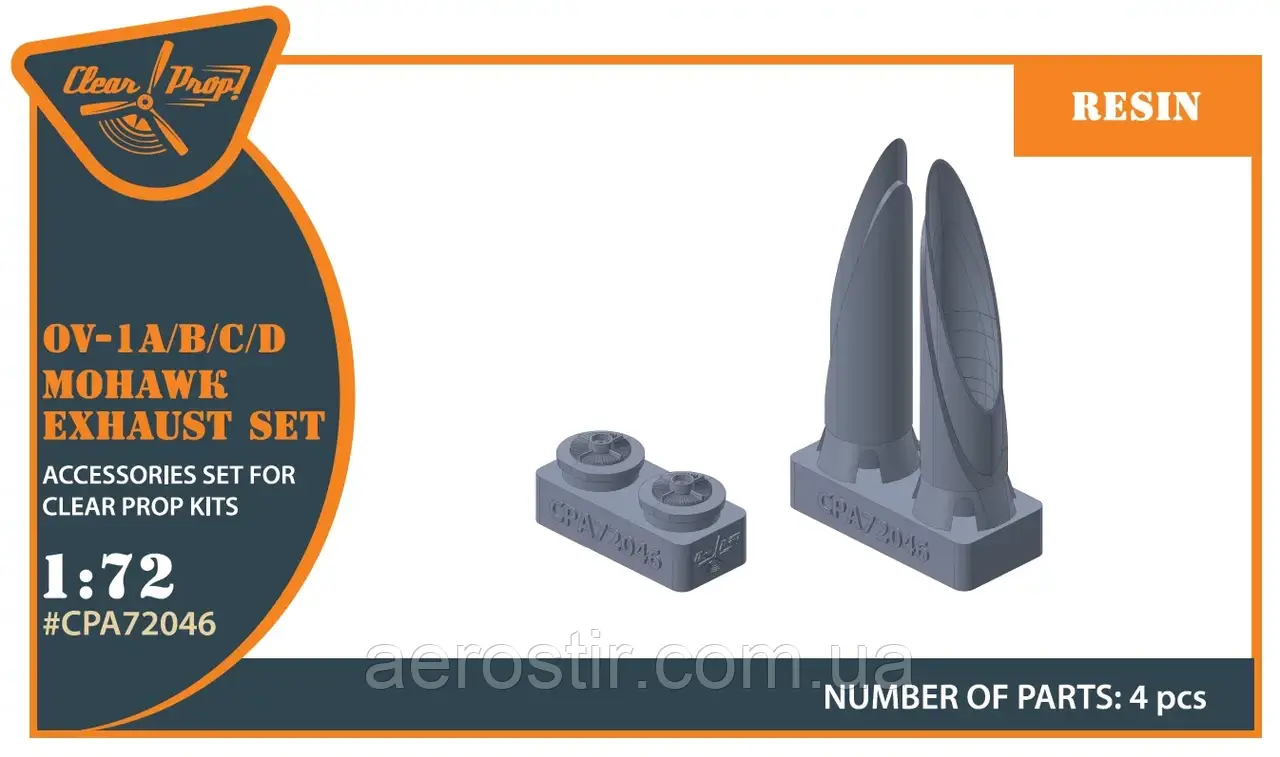 OV-1 A/B/C/D Mohawk exhaust set for CP kit 1/ 1/72 Clear Prop 72046
