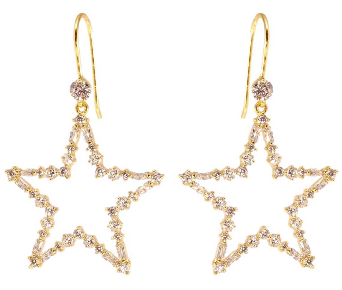 Сережки Xuping QQMM Позолота 14K французький замок "Зірки з цирконієм"