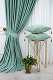 Оксамитові(велюрові) однотонні штори турецької якості. Колір: м'ятний, фото 2