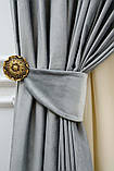 Оксамитові(велюрові) однотонні штори турецької якості. Колір: сірий, фото 4