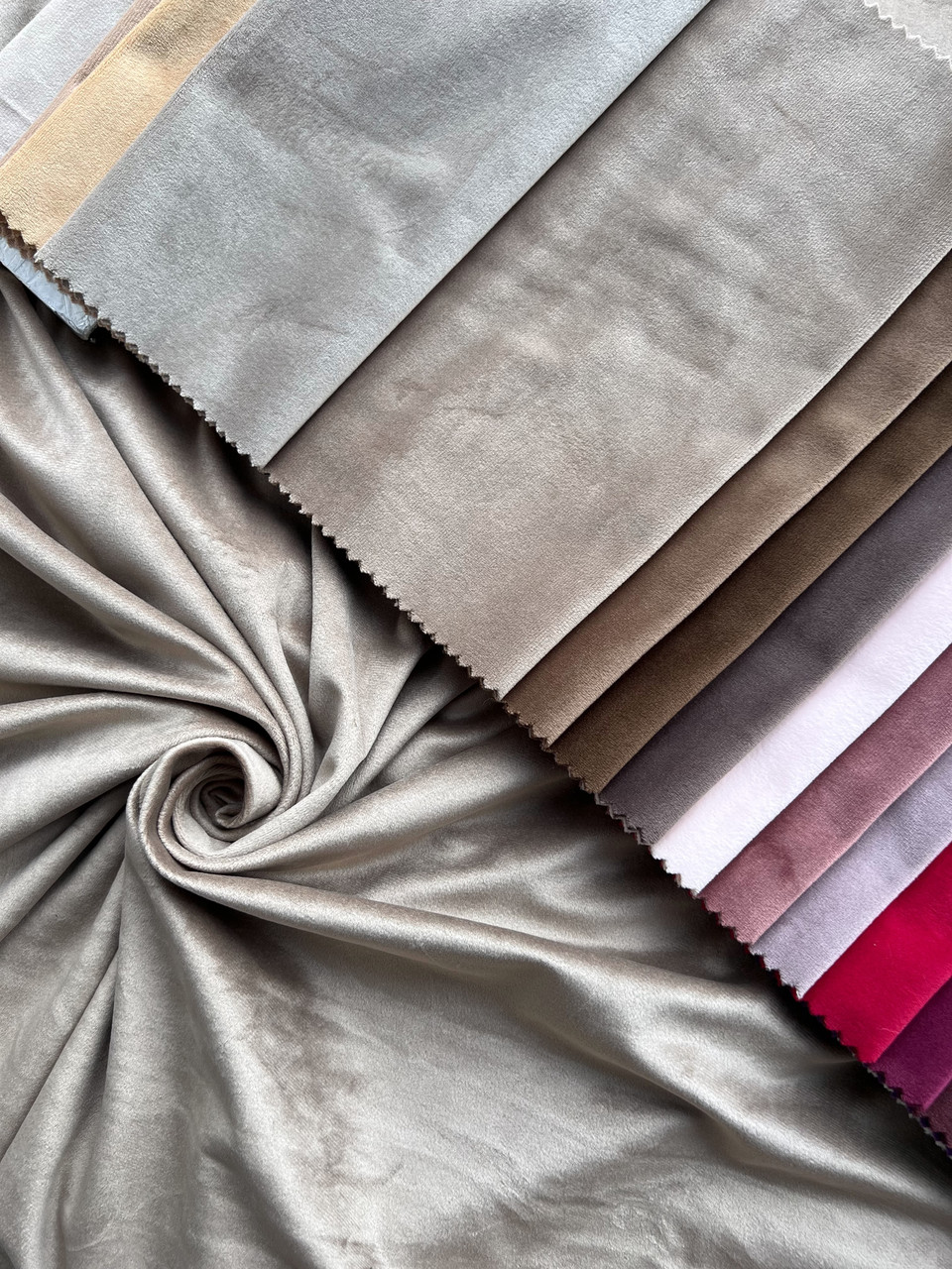 Оксамитові(велюрові) однотонні штори турецької якості. Колір:сіро-бежевий, фото 1