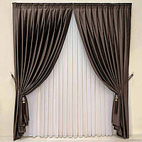 Оксамитові(велюрові) однотонні штори турецької якості. Колір:темно-коричневий