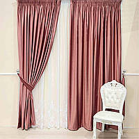Оксамитові(велюрові) однотонні штори турецької якості. Колір:темно-рожевий(пудра)