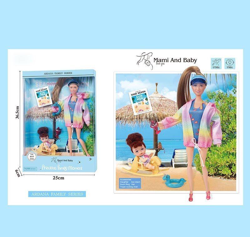 Лялька ARDANA (мама з донькою, надувне коло, гойдалка, коктейль, висота 30 см, в коробці) A 795-1, фото 1