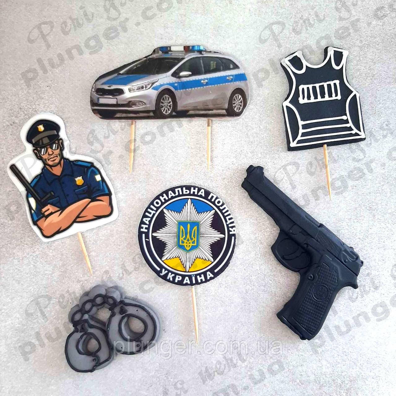 Цукрува прикраса для торта Поліція 2Д