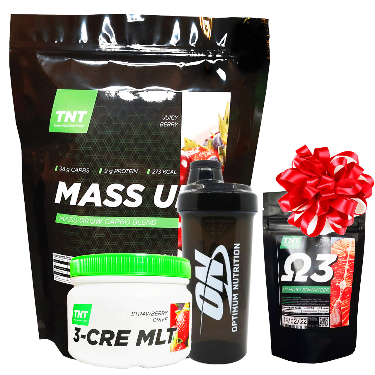 Гейнер 2,5 кг + креатин 0,3 кг + шейкер + омега 3 у подарунок TNT Nutrition