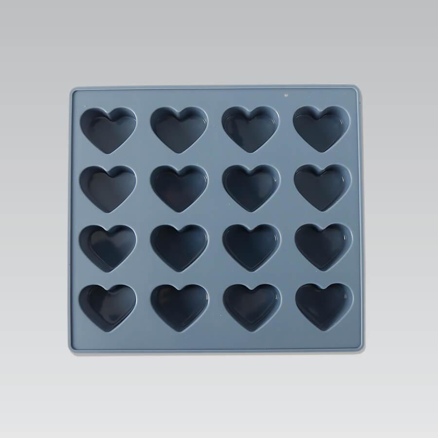 Форма для льоду,шоколаду,мармеладу силіконова 16см 16 ячейок блакитна "Серденька" Maestro