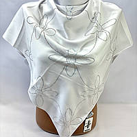 Шовкова біла хустка в церкву на вінчання. Натуральна турецька хустка в храм на хрестини