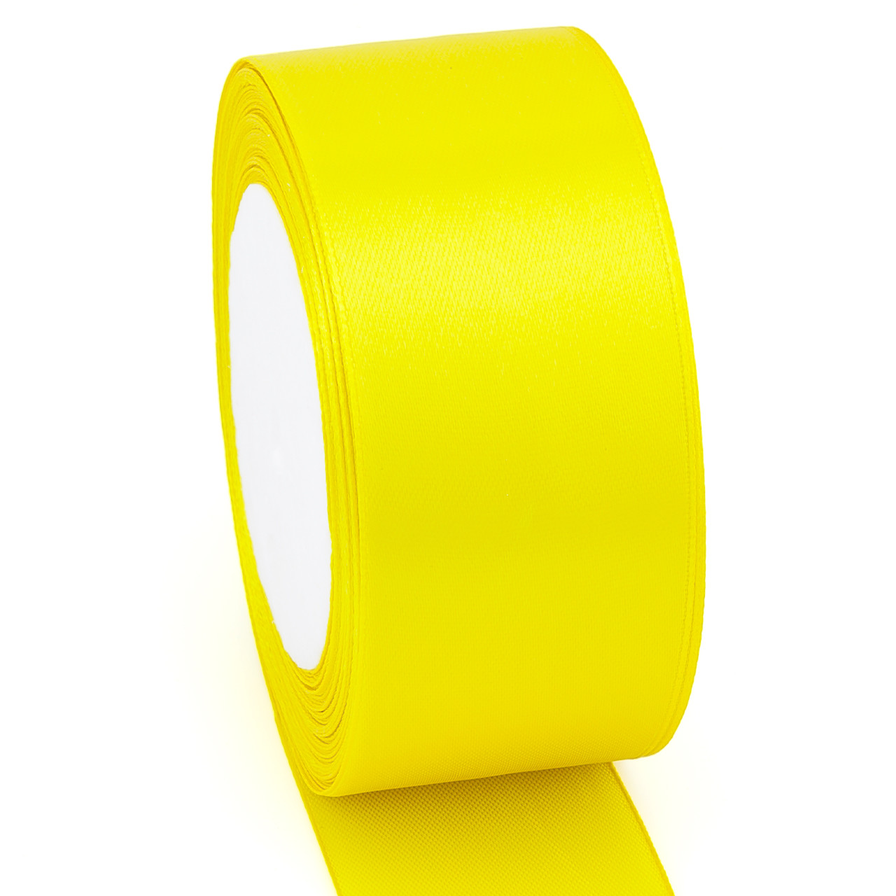 Стрічка атласна 5 см 1 рулон +-23 м Жовтий, фото 1