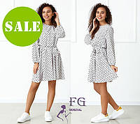 Платье с длинными рукавами в горошек Софи