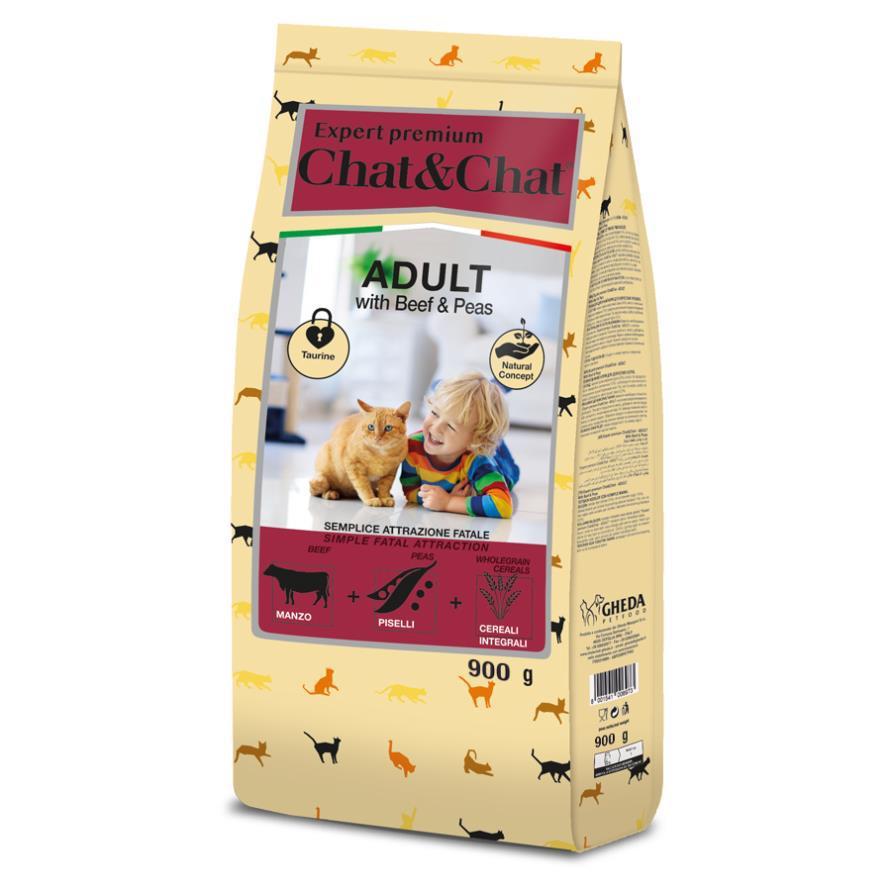 Gheda сухий корм для котів ChatandChat Expert - Adult with beef and peas 900g