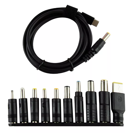 Кабель живлення для ноутбука та роутера (65W / Type-C на DC) + набір з 10 перехідників DC 5.5 x 2.1мм., фото 1