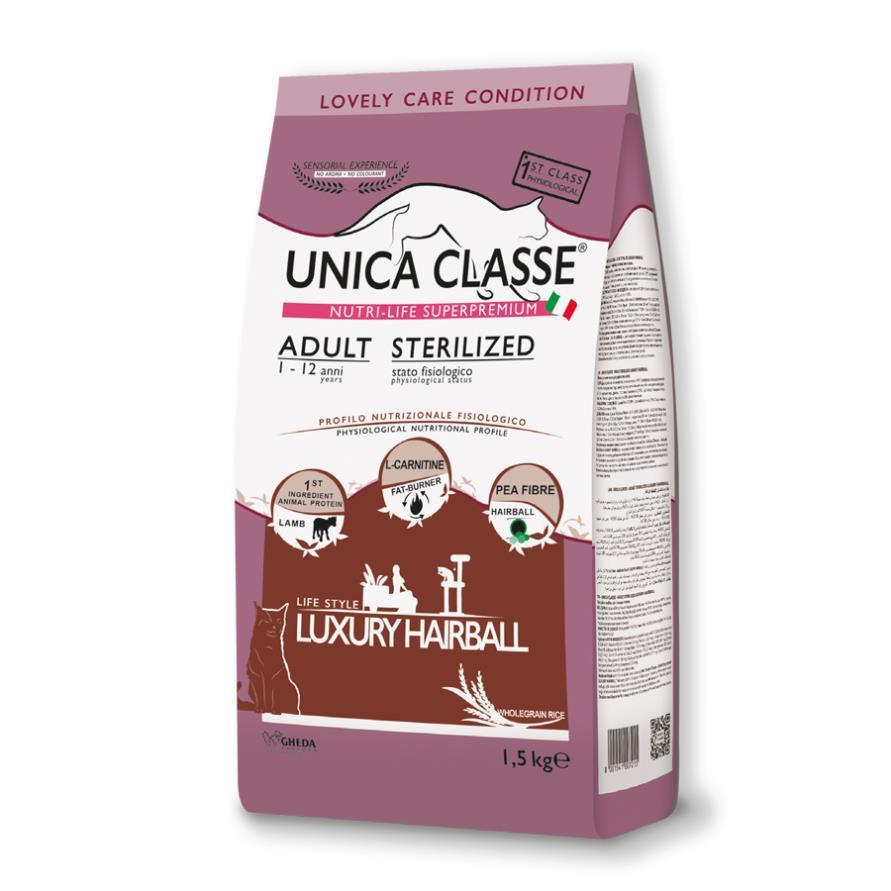 Сухий корм для котів Unica Classe Adult Sterilized Hairball Dry - Lamb 1,5kg