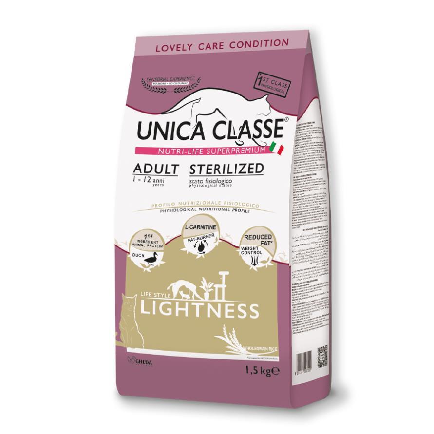 Сухий корм Unica Classe Adult Sterilized Lightness Dry - для дорослих, стер. котів (качка) 1,5kg, фото 1