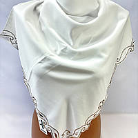 Натуральна шовкова хустка на хрестини в церкву. Вишукана турецька хустка для нареченої на весілля Молочний