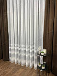 Тюль на основі бамбуку у смужку. Колір: молочний, фото 3