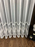 Тюль на основі бамбука з красивою вишивкою внизу. Колір: Молочний, фото 3