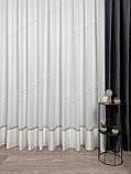 Тюль з полосою низом на основі тай-бамбука. Колір: молочний з сірим, фото 3